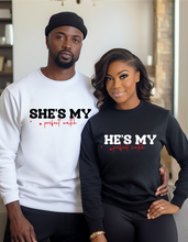 Load image into Gallery viewer, She’s my perfect match premium sweatshirt