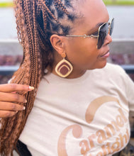 Load image into Gallery viewer, Earth tone wooden drop earrings
