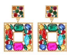 Load image into Gallery viewer, Retro geometric gold multi chandelier earrings
