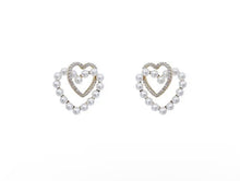 Load image into Gallery viewer, Pearl Pave&#39; heart stud earrings
