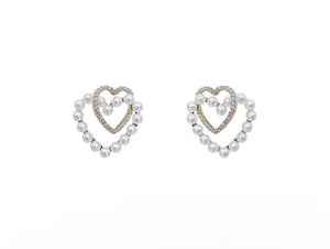 Pearl Pave' heart stud earrings