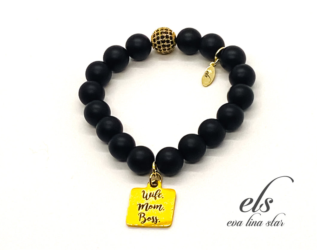 Wife, Mom, Boss Charm Bracelet (More Colors Available)