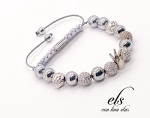 Load image into Gallery viewer, Silver Pave Crown Lion Bracelet (Men&#39;s)
