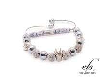 Load image into Gallery viewer, Silver Pave Crown Lion Bracelet (Men&#39;s)
