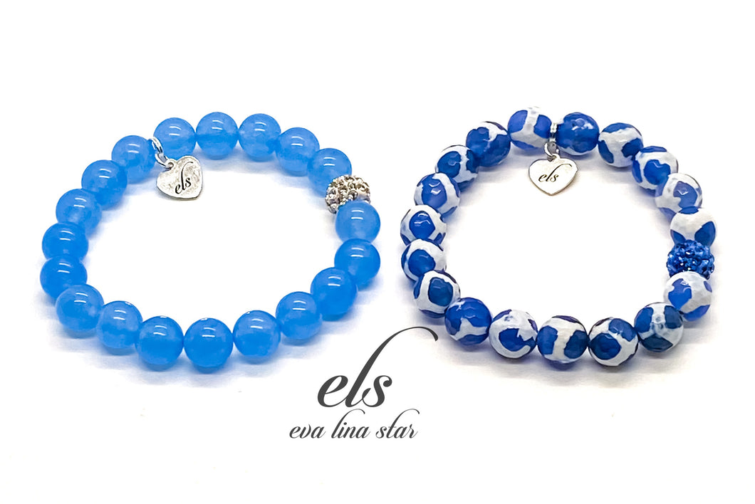 Blue and White Denim Bracelet Set