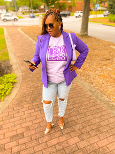Purple Fear Less Color Block Premium Tee