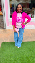 Load image into Gallery viewer, Pink Fear Less Color Block Premium Tee

