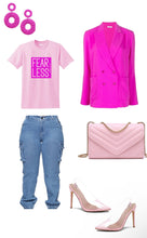 Load image into Gallery viewer, Pink Fear Less Color Block Premium Tee
